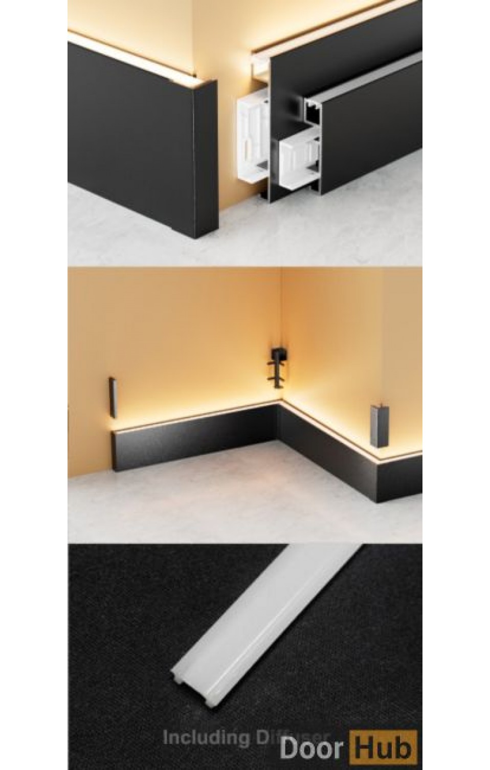 5cm Curved Clip-On Skirting Board | FLL-A-36-A5 Surface Aluminum Baseboard | DoorHub UAE
